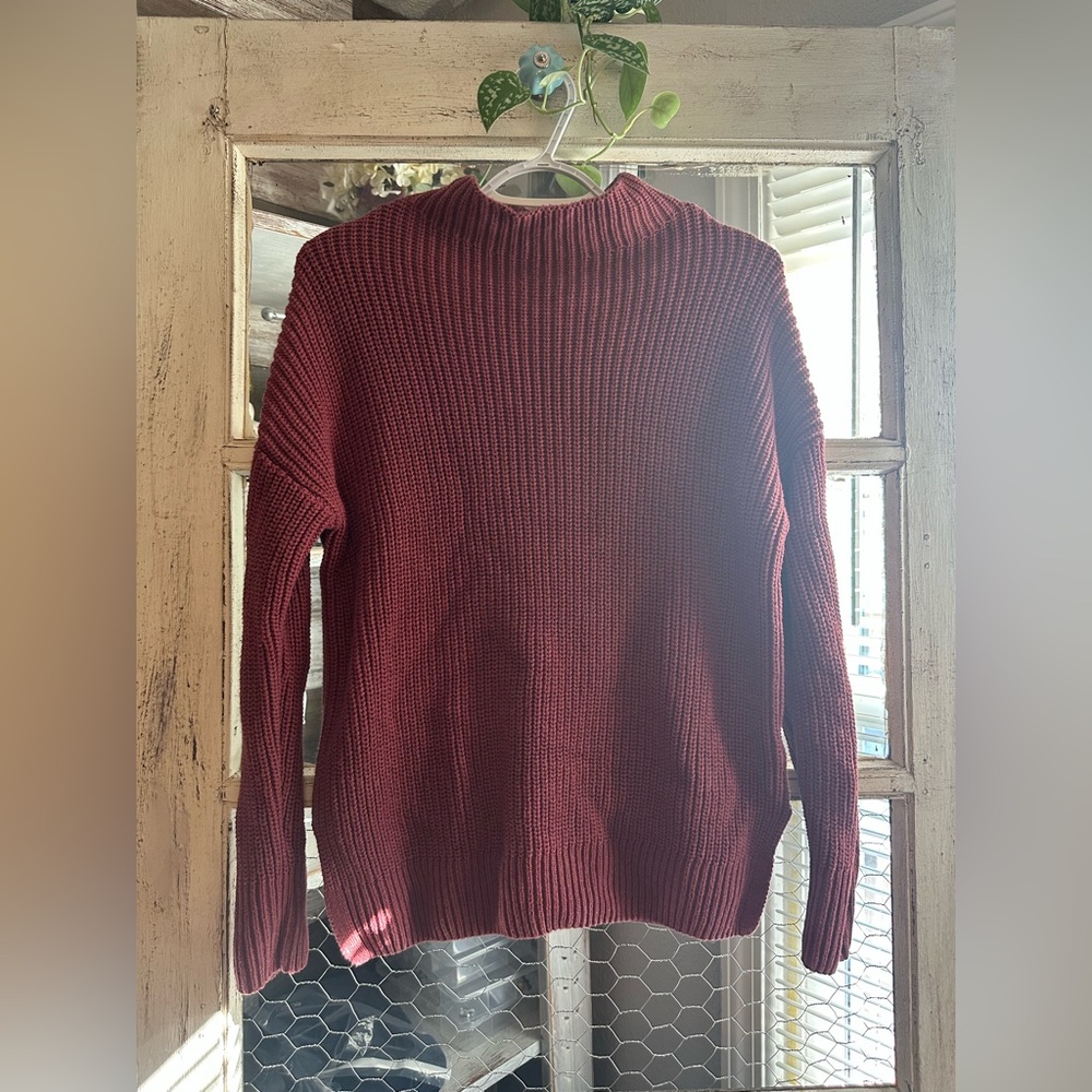 Max Studio | Mock Knit Wine Sweater